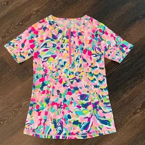 Lilly Pulitzer Luxletic Kalani Rashguard in Multi Pina Coloada Club, XS